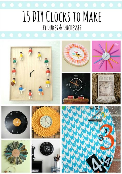 15 DIY clocks to make vooral play mobile en dassen klok Cardboard Clock Diy, Clock Face Ideas, Clock Diy Ideas, Diy Sundial, Clock Decoration Ideas, Diy Clock Ideas, Clocks Diy Crafts, Homemade Clocks, Clock Makeover