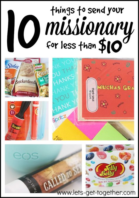 10 Things to Send Your Missionary for Less Than $10-great list of simple, inexpensive items for care packages and a link to a classic missionary talk from Elder Oaks to send along too. www.lets-get-together.com #missionary #lds #mail Mission Prep, Missionary Care Packages, Bible Camp, Mission Call, Lds Mission, Lds Missionary, Missionary Gifts, Sister Missionaries, Missionary Work