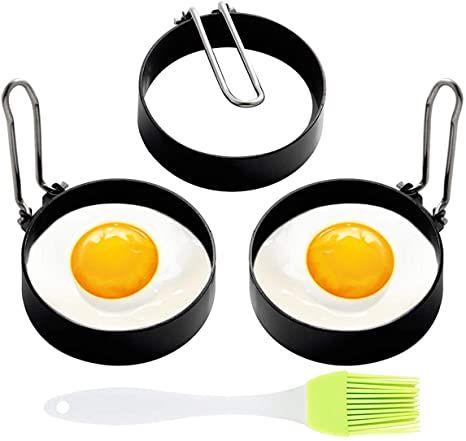 Egg Ring, 3 Pack Egg Pancake Maker Mold, Stainless Steel Non Stick Circle Shaper Egg Rings, Kitchen Cooking Tool for Frying Egg Mcmuffin, Sandwiches, Egg Maker Molds Set (3pcs) Egg Ring Mold, Perfect Fried Egg, Egg Ring, Egg Mcmuffin, Pancake Molds, Egg Rings, Egg Muffin, Pancake Maker, Egg Molds