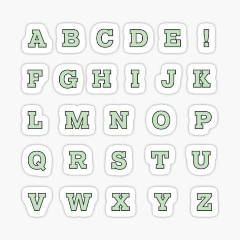 Abjad Lettering A-z, Green Alphabet Letters, Green Stickers, Alfabet Font, College Letters, Green Font, Alphabet Sticker, Green Letters, Scrapbook Letters