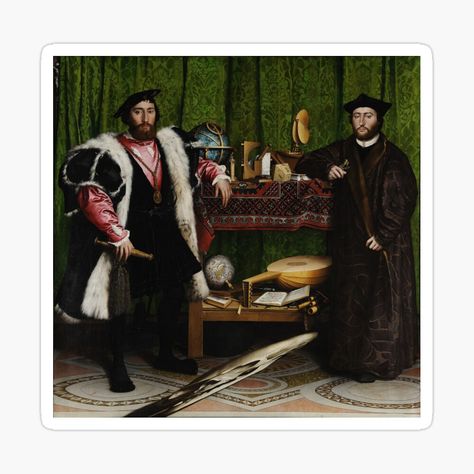 Get my art printed on awesome products. Support me at Redbubble #RBandME: https://www.redbubble.com/i/sticker/Famous-Art-Hans-Holbein-the-Younger-The-Ambassadors-by-koo17leon/60516707.EJUG5?asc=u Anna Boleyn, 16th Century Paintings, The Ambassadors, Hans Holbein The Younger, Hans Holbein, King Henry Viii, Johannes Vermeer, Oil Painting Reproductions, Drawing Set