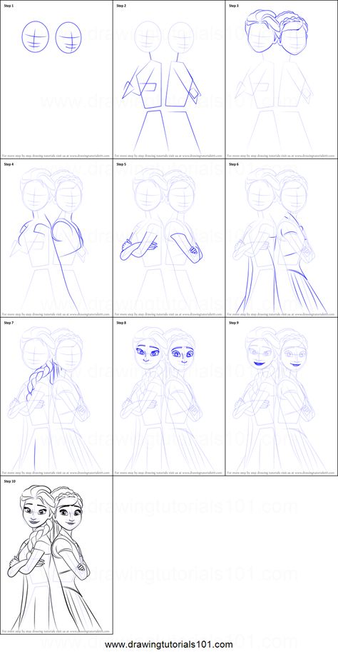 How To Draw Cinderella Step By Step, How To Draw Frozen Characters, How To Draw Elsa And Anna, Elsa And Anna Drawing Easy, Elsa And Anna Painting, Elsa And Anna Sketch, Anna Frozen Drawing, John Pomeroy, How To Draw Elsa