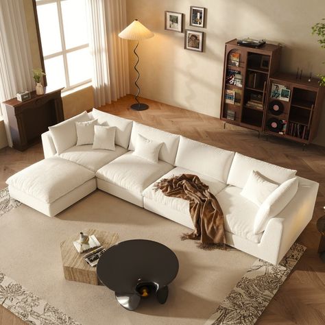 The cushions and supportive backrests provide a luxurious seating experience, allowing you to unwind and lounge in absolute comfort. Whether you prefer a spacious L-shaped layout or a cozy corner arrangement, our sectional sofa can be tailored to suit your needs. The removable and washable sofa covers make cleaning a breeze, ensuring that your sofa stays fresh and inviting with minimal effort. Dimensions: 5 seater - L: 163.3" W: 81.8" H: 31.5" 6 seater - L: 163.3" W: 81.8" H: 31.5" Ottoman - L: Modern Living Room Apartment, Oversized Sectional, Oversized Sectional Sofa, Custom Couches, Modern Apartment Living Room, Convertible Couch, Couch With Ottoman, Leather Sofa Living Room, Living Room Apartment