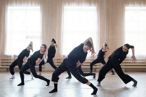 Contemporary Dance Team Rehearsal by Pressmaster. Team of contemporary dancers working on new dance moves together in their rehearsal studio, horizontal shot #AD #Pressmaster, #contemporary, #dancers, #Rehearsal Group Contemporary Dance, Online Dance Lessons, Dance Rehearsal, Creative Dance, Trophy Engraving, Kathak Dance, Rehearsal Studios, Dance Convention, Dance Group