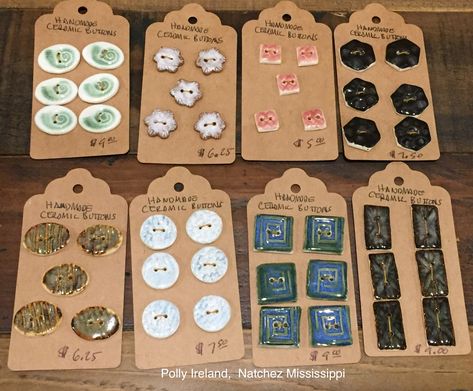 Ceramic buttons. Hand made clay buttons. Polly Ireland, Natchez Mississippi Ceramic Buttons Ideas, Ceramica Artistica Ideas, Polymer Clay Buttons, Natchez Mississippi, Ceramic Bead Jewelry, Clay Buttons, Ceramic Buttons, Play Clay, How To Make Clay