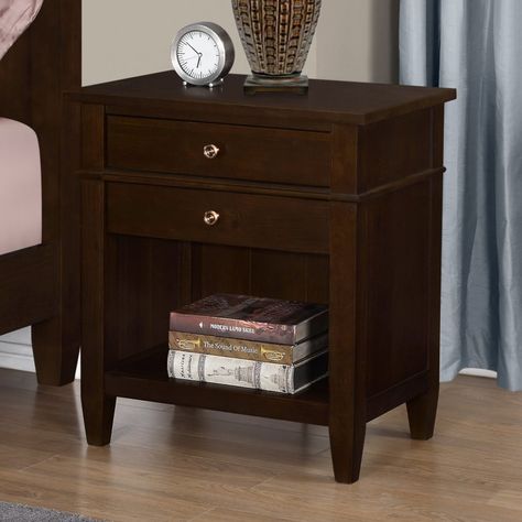 Dark Wood Side Table, Dark Brown Side Table, Wood Bedside Table, Bedside Night Stands, 2 Drawer Nightstand, Living Room Collections, Wood Nightstand, Metal Drawers, Drawer Nightstand