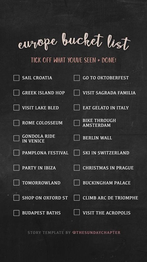 I can check 5 of these off my list. ✔️ Bucket List Europe, Usa Bucket List, Europe Bucket List, Voyage Europe, Travel Checklist, Destination Voyage, Summer Bucket Lists, Travel Instagram, Travel List