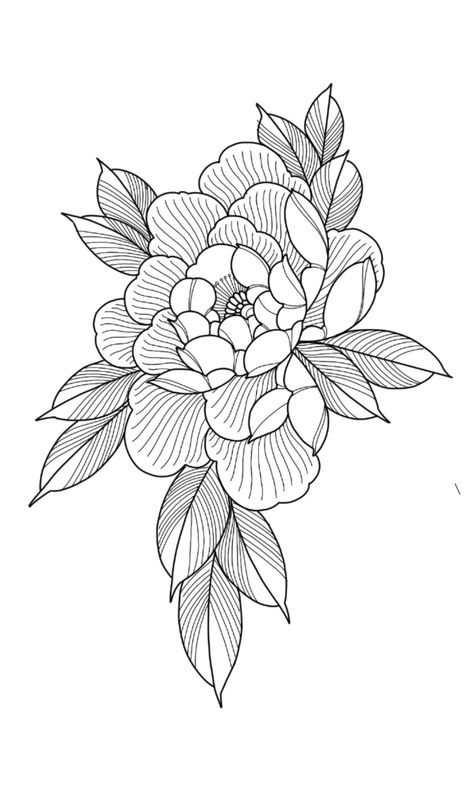 #tattoo #tattoos #inked #tattooart #tattooed #tattooideas #tattoodesign #tattooinspiration #tattoosleeve #tattooflash #inkedgirls #tattooedwomen  #InkLaughs  #TattooFails Black And White Flower Tattoo Designs, Peony Ornamental Tattoo, Ornamental Flower Design, Ornamental Flowers Tattoo, Ornamental Peony Tattoo, Floral Ornamental Tattoo Design, Ornamental Flower Tattoo Design, Peony Outline Tattoo, Flower Ornamental Tattoo