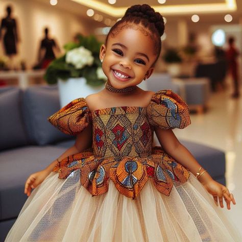 Ankara Princess Dress, Children Ankara Ball Gown Styles, Babies Gown Styles, Ankara Ball Gown For Kids, Ball Dresses For Kids, Baby Gown Styles, Ball Gown For Girls Kids, Children Ball Gown Dress, Children Gown Styles