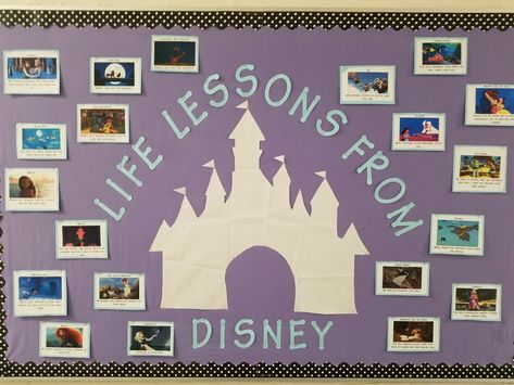 Disney Bulletin Board Ideas, Disney Bulletin Boards, Ra Boards, Ra Bulletin Boards, Hall Ideas, Disney Classroom, Resident Assistant, Disney Paintings, Yearbook Themes