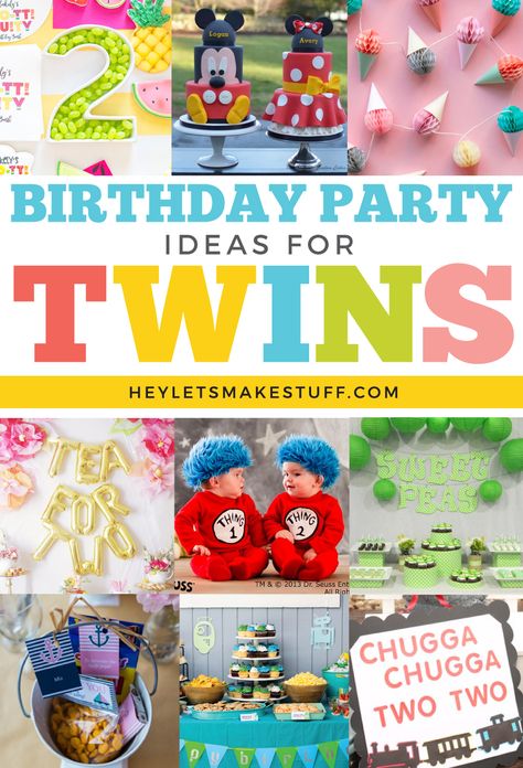 Throwing a birthday party for twins is double the fun! Here are a bunch of twin birthday party themes that are perfect for a pair. 3rd Birthday Theme Twins, Twin Theme Party Ideas, Twinkie Birthday Theme, Twin 1st Bday Ideas, Double Trouble Party Theme, Combined 1st And 2nd Birthday, 1st And 2nd Birthday Combined Theme, 3 Year Twin Birthday, Fraternal Twin Birthday Party