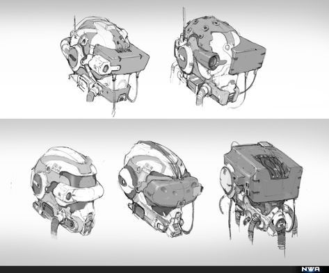 Oliver Liu Sci Fi Helmet, Sci-fi Helmet, Helmet Drawing, Mode Cyberpunk, Helmet Concept, Arte Robot, Arte Cyberpunk, Cyberpunk Character, Concept Art Character