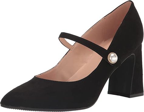 Amazon.com | Bandolino Women's Kirsten Pump, Pink Chalk 680, 7 | Pumps Black Ankle Strap Mary Jane Heels, 4-inch Mary Jane Heels For Evening, Vintage Black Mary Janes With Closed Toe, Mary Jane Heels With 4-inch Heel In Medium Width, Black Mary Jane Heels, Black Mary Jane Heels With 4-inch Heel, Amazon Purchases, Pink Chalk, Mary Jane Heels