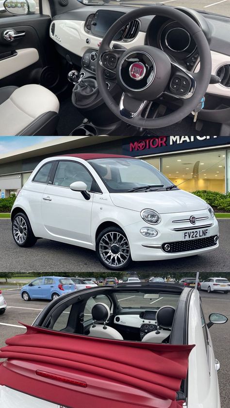 Make your summer getaways even more fun and stylish with the Fiat 500C Dolcevita. This 1.0 MHEV model has an open top, allowing you to feel the warm summer breeze on your face. Start your summer adventures in style - get your Fiat today! #Fiat500C #SummerAdventures Fiat 500 Automatic, Fiat 500 Pop, Fiat 500c, Pretty Cars, Rich Life, Summer Adventures, Summer Breeze, Fiat 500, Dream Car