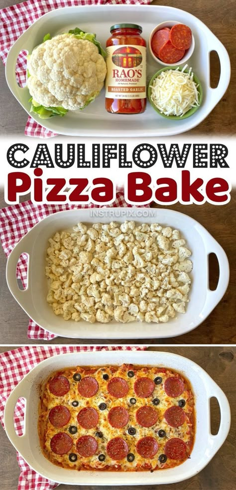 Cauliflower Pizza Casserole, Keto Cauliflower Pizza, Pizza Dinner, Easy Cauliflower, Pizza Casserole, Cauliflower Pizza, Pizza Bake, Low Carb Dinner Recipes, Keto Recipes Dinner