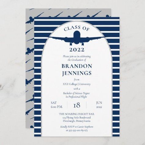 Flight Attendant Graduation Party, Airplane Invitation Template, College Graduation Invitations, Aviation School, Airplane Mechanic, Airplane Invitation, Flight School, Graduation College, Airline Pilot