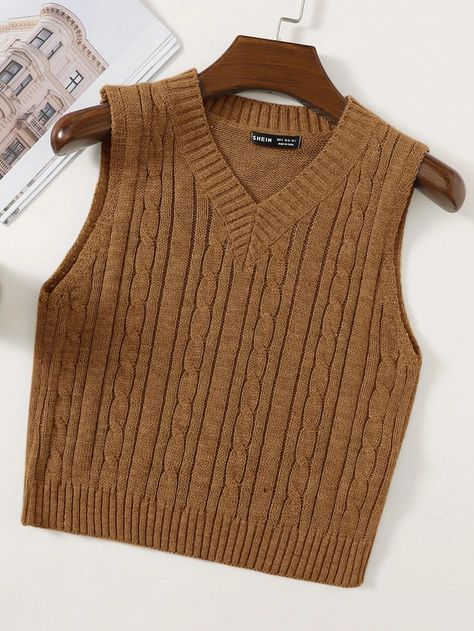 How To Style A Sweater Vest, V Neck Cable Knit Sweater, Cable Knit Sweater Vest, Knit Sweater Vest, Winter Fashion Outfits Casual, Stylish Work Attire, Sweater Vests, Mens Trendy Outfits, Sweater Vest Women