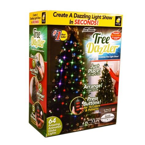 Tree Dazzler - As Seen On TV/Shark Tank - Instant Christmas Tree LED Lights - $50 at Walmart with 5 star reviews! - Light patterns and color choices for everyone that can be changed with just the touch of a button - Choose between solid colors, alternating colors, sparkling colors, scrolling patterns or diagonal waves of sparkling light - SEE THE VIDEO BELOW - Lights on your tree in less than three minutes! - Use TWO for double the effect! - Great deal because t Christmas Led Lights, Tree Dazzler, Christmas Light Installation, Hanging Christmas Lights, Star Shower, Model Tree, Led Christmas Lights, As Seen On Tv, Color Changing Led