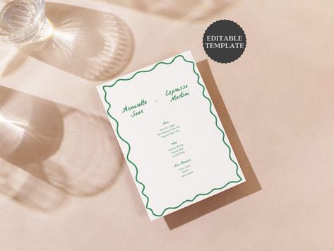 Drink Menu Wedding, Signature Drink Menu, Drink Menu Template, Menu Minimalist, Menu Drink, Wedding Reception Signage, Wedding Drink Menu, Bar Menu Template, Signature Drink Sign