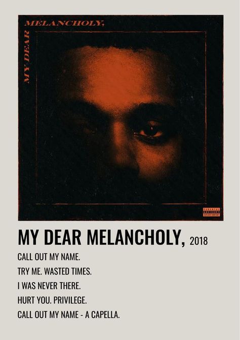 Music Polaroid Posters The Weekend, Thursday Album Cover, Weekend Album, The Weeknd Album Cover, My Dear Melancholy, The Weeknd Albums, Minimalist Polaroid Poster, Album Tracklist, The Weeknd Poster