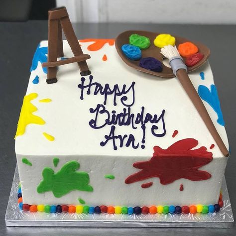 Cake Splatter Cake, Art Inspired Cakes Birthday, Birthday Cake Art Theme, Painting Themed Cake, Paint Splatter Birthday Cake, Painter Cake Ideas Art Birthday, Paint Pallet Cake, Art Birthday Cake Ideas, Cake For Painter Artists