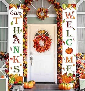 Outdoor Welcome Sign, Garden Party Decorations, Harvest Thanksgiving, Classic Garden, Decorations For Home, Harvest Decorations, Hanging Banner, Fall Door, Autumn Harvest