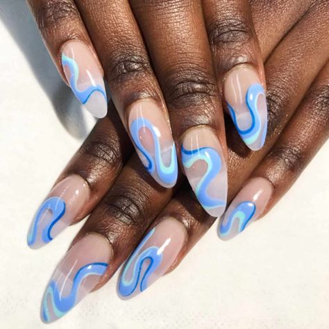 Inbuilt Nail Art, Blue Vacation Nails, Ocean Blue Nails, Nails Navy, Periwinkle Nails, Biab Nails, Cute Spring Nails, Blue Nail Designs, Vacation Nails