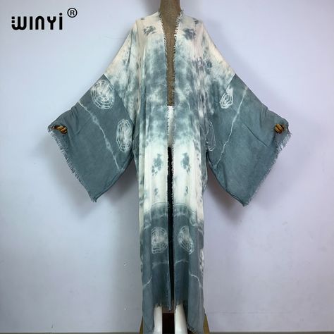 WINYI Women Holiday Bohemian Tie-dye print Elegant dress African Cardigans Outerwear For Women Tie Dye Kimono, Bohemian Kimono, Dress African, Beach Getaway, Lace Jacket, Beach Getaways, Launch Event, Tie Dye Print, African Clothing