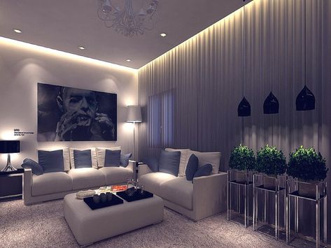 Living Room Lighting Ideas Low Ceiling, Living Pequeños, Living Room Lighting Design, Luxury Lighting Design, Modern Living Room Lighting, Interior Design Per La Casa, Cool Room, Plafond Design, Faux Plafond