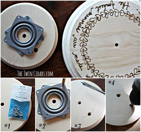 How to DIY a Lazy Susan and make her pretty | The Twin Cedars Lazy Suzy Ideas, Diy Lazy Susan, Lazy Susans, Small Kitchen Organization, Diy Kitchen Storage, Lazy Susan, Shabby Chic Homes, Easy Woodworking Projects, Diy Home Improvement