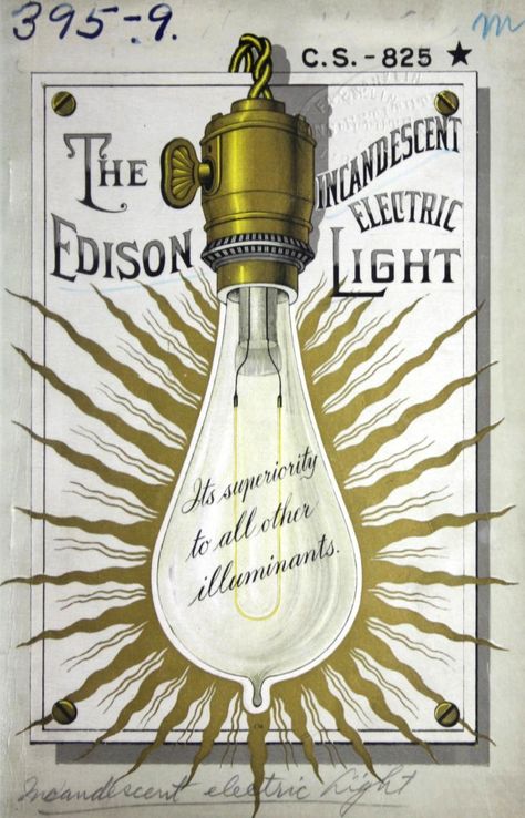 Edison Incandescent Electric Light, 1887.  One of the earliest catalogs of the Edison Company.  The original is in the collection of the Canadian Centre for Architecture. The complete version is available online from the Association for Preservation Technology (APT) - Building Technology Heritage Library. Edison Lighting, Electric Light, Lighting Companies, Vintage Typography, Electric Lighter, Vintage Printables, Vintage Labels, Vintage Graphics, Edison Light Bulbs