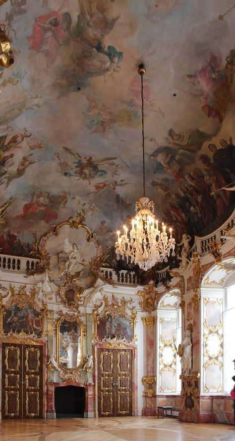 Rococo Aesthetic, Rococo Interior, Italian Castle, Rococo Art, Ceiling Murals, Castle Aesthetic, Baroque Architecture, Salou, Rococo Style