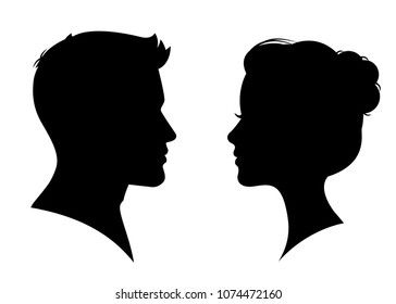 Man And Woman Silhouette, Silhouette Face, Transférer Des Photos, Silhouette People, Face Face, Silhouette Images, Seni Cat Air, Woman Drawing, Woman Silhouette