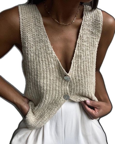 Vintage Knit Sweater, Cozy Weekend, Knit Trousers, Gilet Crochet, Summer Knitting, Knit Outfit, Knit Fashion, Knitting Inspiration, Cotton Knit