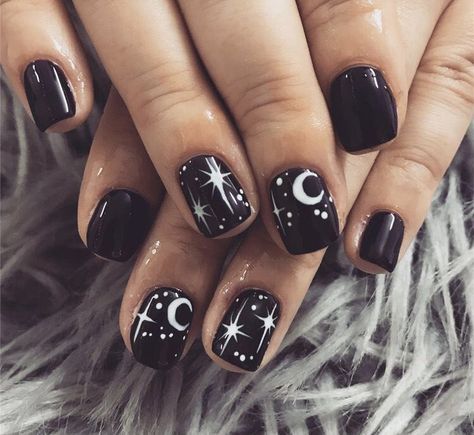 Square Gel Nails, Mulberry Wine, Painted Stars, Blue Gel Nails, Witch Nails, Skull Nails, Witchy Nails, Mens Nails, Punk Nails