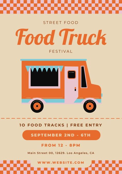 Food Fundraiser Flyer, Street Festival Poster, Food Truck Poster, Food Truck Template, Food Truck Flyer, Truck Template, Food Festival Poster, Foodtrucks Ideas, Food Brand Logos