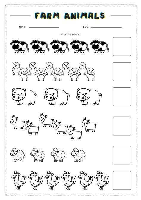 Hen Activities For Preschool, Farm Animals Math Activities, Farm Animals Worksheets Preschool, Farm Worksheets Preschool, Animal Worksheets Preschool, Farm Animals Worksheets For Kids, Farm Animal Worksheet, Farm Animal Preschool, Farm Animals Worksheet