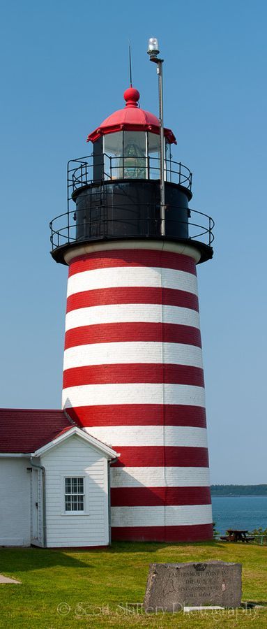 Whats more Christmasy then red and white stripes? The Quoddy Lighthouse in Maine is a beautiful destination! Lighthouse Maine, Maine Lighthouses, Lighthouse Pictures, Maine Usa, Beautiful Lighthouse, Beacon Of Light, Light Houses, Head Lamp, Water Tower