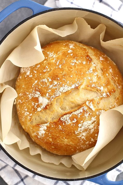 Oven Bread, A Loaf Of Bread, Dutch Oven Bread, Dutch Oven Cooking, Dutch Oven Recipes, Loaf Of Bread, No Knead Bread, Baked Bread, No Knead