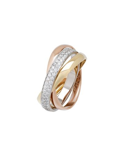 Trinity de Cartier 18k Classic Triple-Band Ring w/ Diamonds, Size 5.75 Triple Band Ring, Triple Ring, Ring Collection, Last Call, Ring Collections, Clearance Sale, Band Ring, Cartier, Band Rings