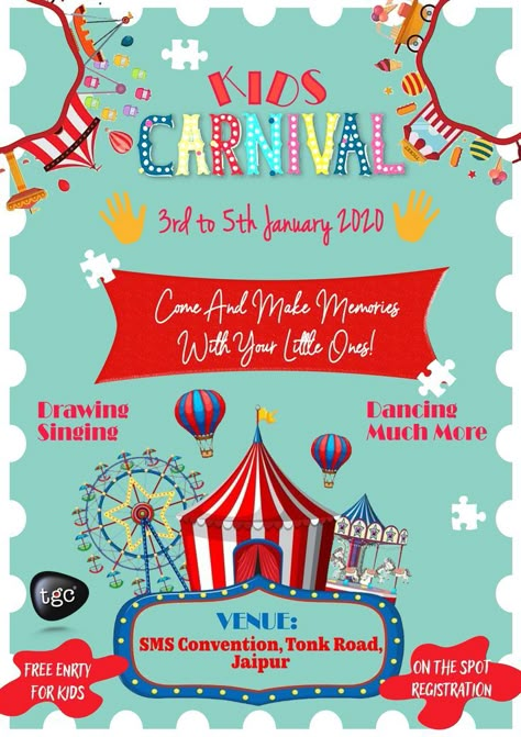 Carnival Poster Ideas, Carnival Poster Design, Poster Ideas For School, Fundraising Poster, Carnival Poster, Poster Design Kids, Kitty Party Themes, Market Day Ideas, Contest Poster