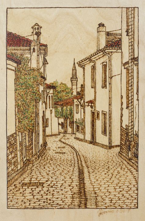 old town of Xanthi Old Town Drawing, Town Drawing, City Drawing, Art Inspiration Drawing, Body Image, Pyrography, Drawing Tips, Old Town, Art Inspiration