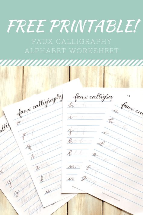 Faux Calligraphy Free Printable Learn Calligraphy Free Printables, Faux Calligraphy Alphabet, Calligraphy Worksheets, Brush Lettering Worksheet, Hand Lettering Practice Sheets, Brush Lettering Practice, Calligraphy Worksheet, Hand Lettering For Beginners, Hand Lettering Worksheet