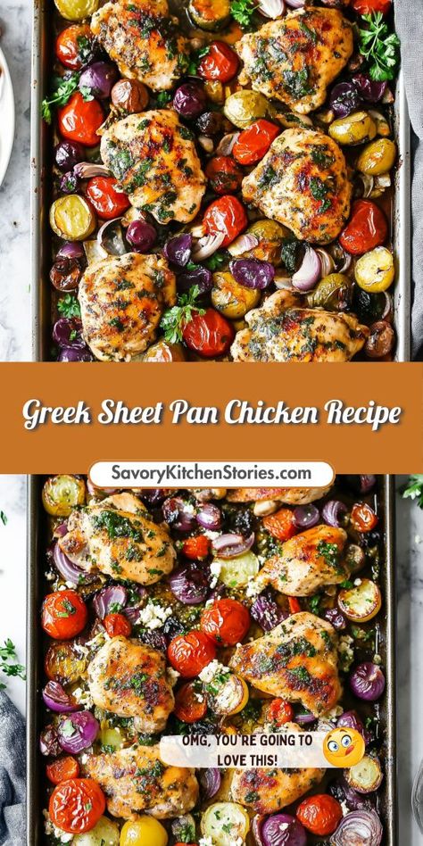 Craving a hearty Mediterranean dish that’s perfect for the whole family? This Greek Sheet Pan Chicken Recipe offers a wholesome dinner option that’s both satisfying and nutritious. Don’t forget to save this recipe for your next culinary adventure in Mediterranean cuisine! Greek Sheet Pan Chicken, Sheet Pan Chicken Recipe, Greek Sheet Pan, Mediterranean Chicken Recipes, Easy Mediterranean Recipes, Mediterranean Dinner, Sheet Pan Meals Chicken, Mediterranean Cooking, Mediterranean Diet Recipes Dinners