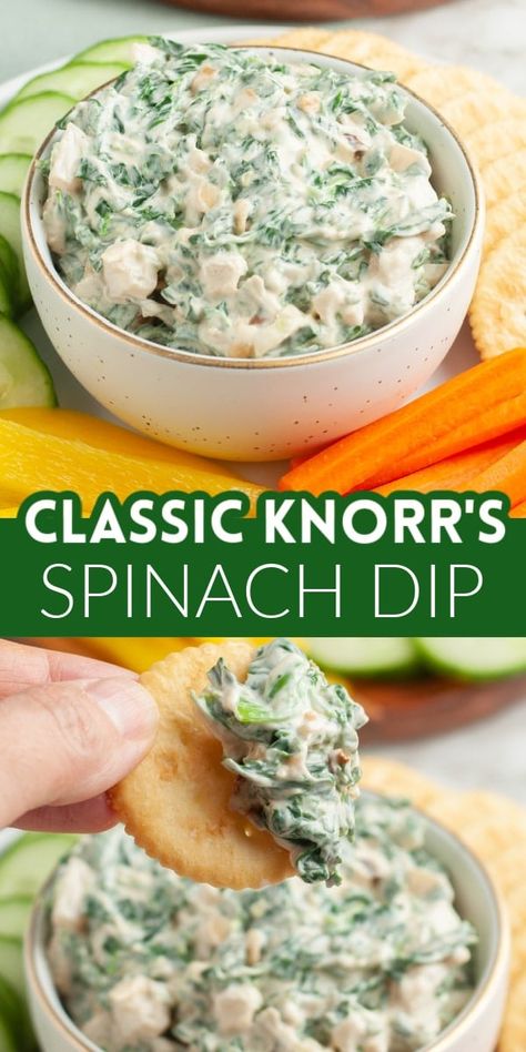 This Knorr spinach dip recipe is a classic appetizer. This Knorr dip can be served hot or cold. We love using a bread bowl as a serving bowl for this easy appetizer. This classic Knorr spinach dip recipe is a must try for your next party or holiday. Spinach Dip Recipe Easy Cold, Knorr Dip Recipes, Cold Artichoke Dip Recipe, Simple Spinach Dip, Spinach Dip In Bread Bowl, Easy Spinach Dip Recipe, Spinach Dip Recipe Easy, Knorr Spinach Dip Recipe, Cold Spinach Dip