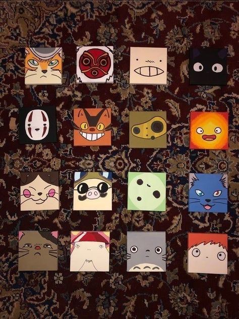 Ghibli Artwork, Cute Canvas Paintings, Anime Canvas Art, Canvas Painting Designs, Painting Ideas On Canvas, Studio Ghibli Art, Kraf Diy, Anime Crafts, With My Friends