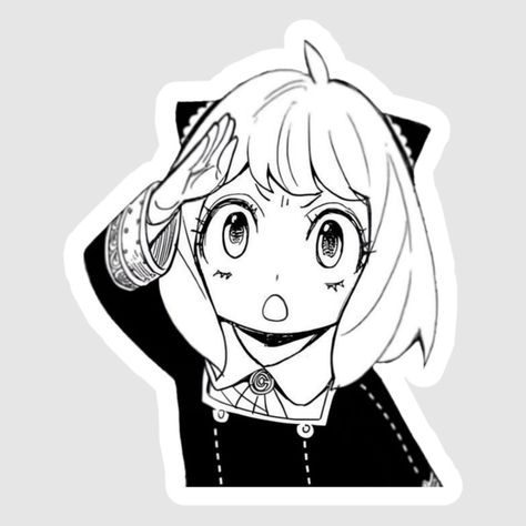 Anya Tattoo Anime, Stickers Black And White Anime, Anya Sticker, Stickers Anime, Kawaii Clipart, Cute Donkey, Typographic Logo Design, Anime Paper, Black And White Stickers