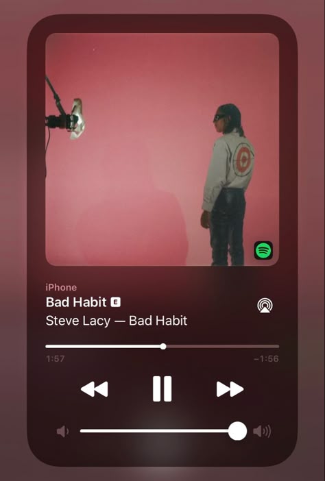 music playing on phone aesthetic bad habit steve lacy cozy music vibes spotify aesthetic Steve Lacy Spotify Cover, Infrunami Steve Lacy Spotify, Bad Habits Song Lyrics, Bad Habit Steve Lacy, Spotify Music Screenshots, Spotify Songs Aesthetic, Music Spotify Songs, Music Spotify Aesthetic, Music Aesthetic Spotify