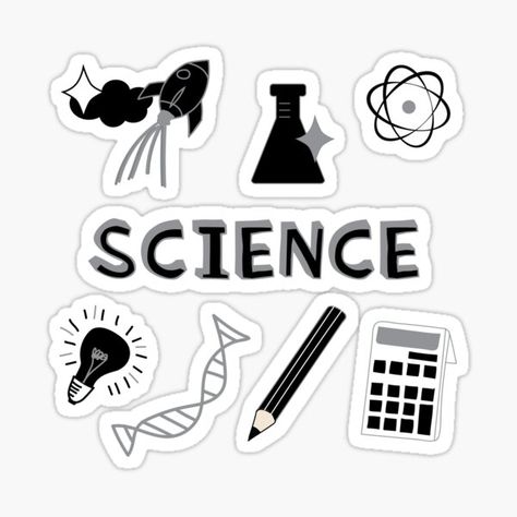 Back to school with the cutest Black Science subject stickers. Perfect gift for a kid, tween, teen or any age! Science text Check out my portfolio for all the individual subject versions as I roll them out! Rocket and star, Beaker, Atom, Light, DNA Helix, • Millions of unique designs by independent artists. Find your thing. Subject Stickers, Science Subject, School Binder Covers, Science Text, Dna Helix, Subject Labels, School Book Covers, Science Stickers, Cute Laptop Stickers