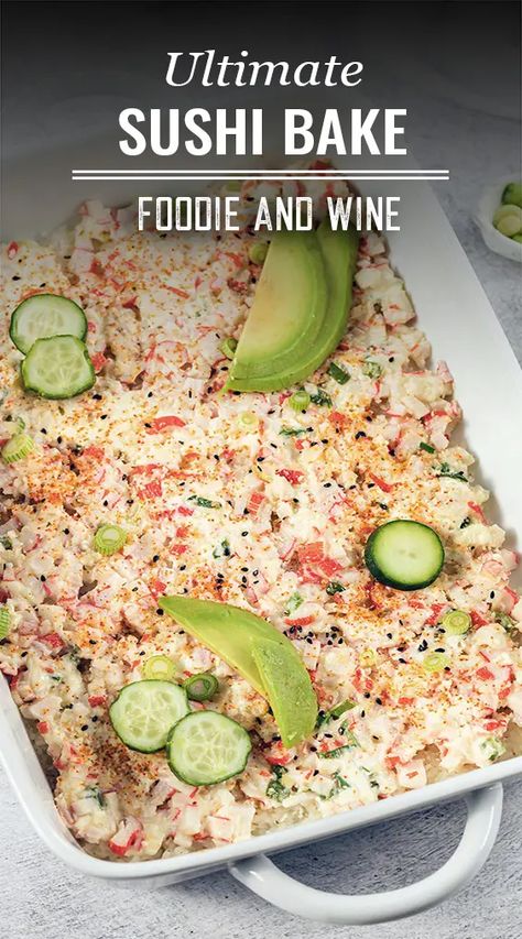 Deconstructed California Roll, Sushi Casserole Easy, Sushi Casserole, Easy Sushi Bake, Baked Sushi Recipe, Sushi Bake Recipe, Sushi Rice Recipes, Baked Recipe, Sushi Bake